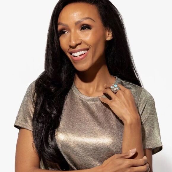 Paparazzi Active Artistry Rhinestones Blue Stretchy Band Silver-Tone Bling New - Picture 3 of 4